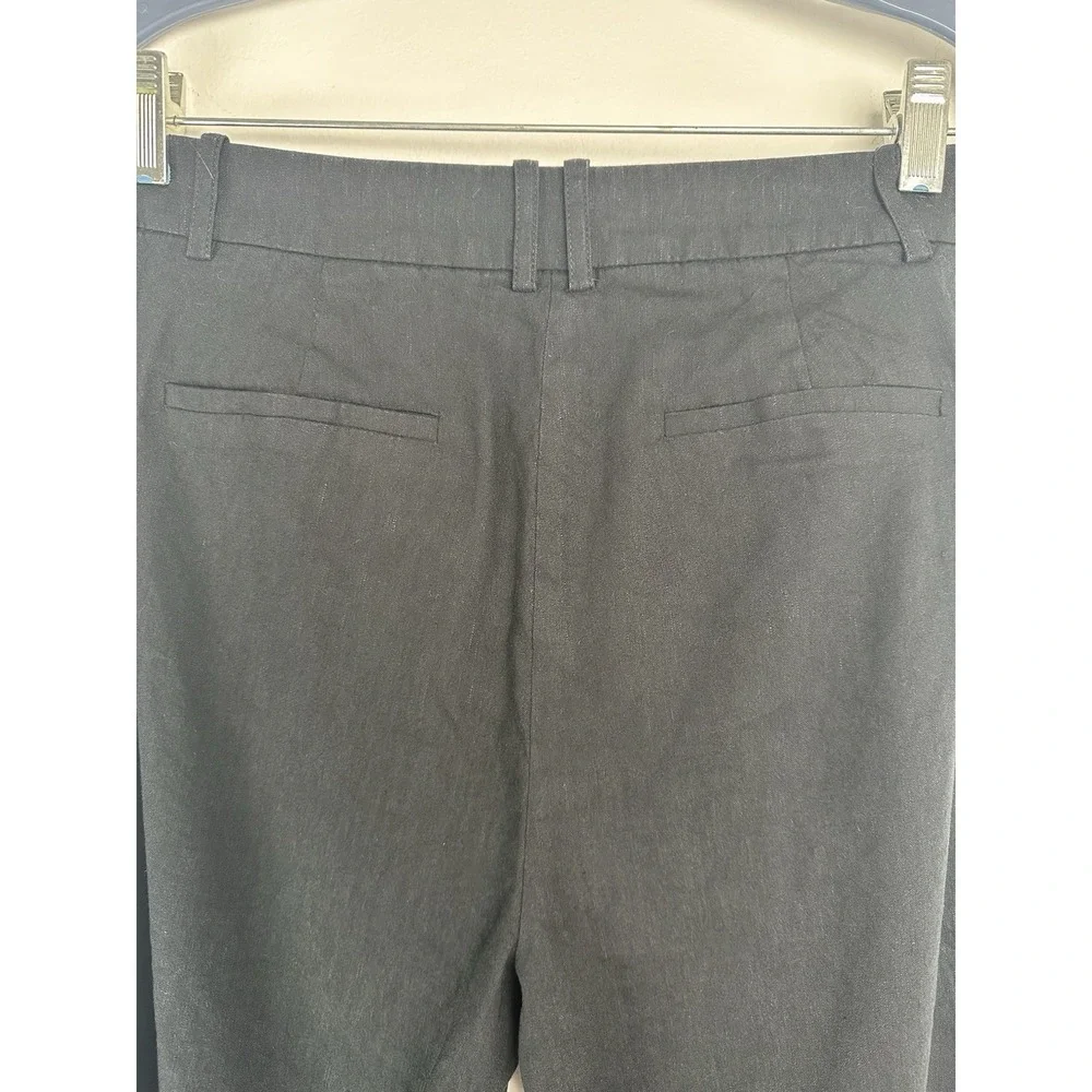 J Crew Women's Linen Blend Pants Size 2 Black Pleated Trouser Old Money Coastal